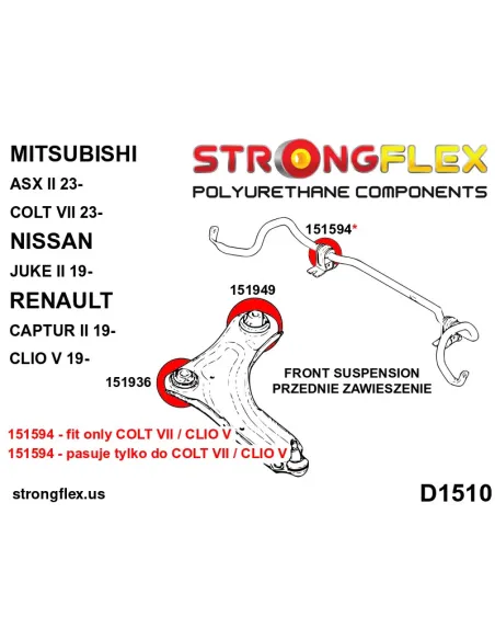 151594A: Front anti roll bar bush SPORT