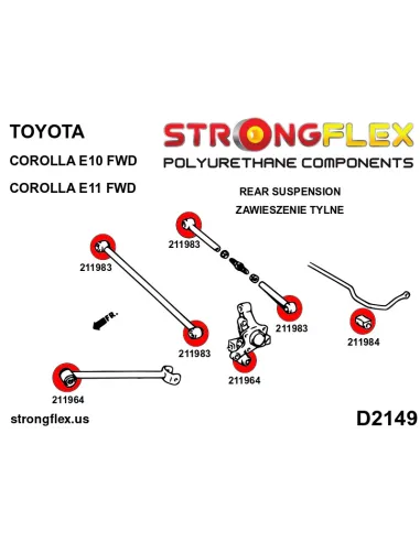 216276A: Rear suspension bush kit SPORT