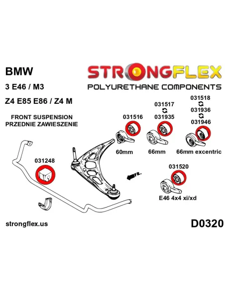 031518A: Front lower arm bush 66mm - excentric SPORT
