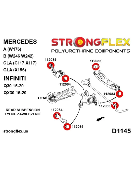 116281A: Rear suspension bush kit SPORT