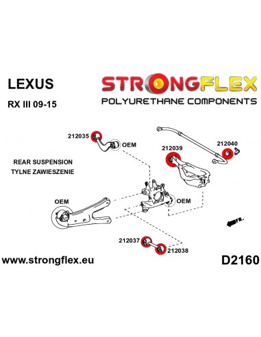 216275A: Rear suspension bush kit SPORT
