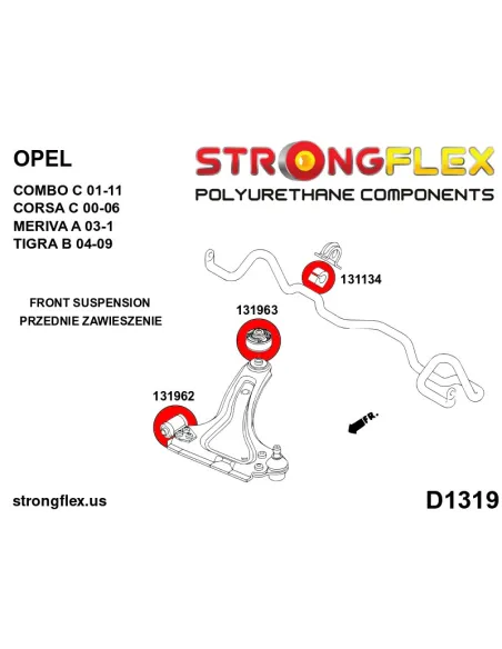 136226B: Front suspension and ream beam bush kit SPORT