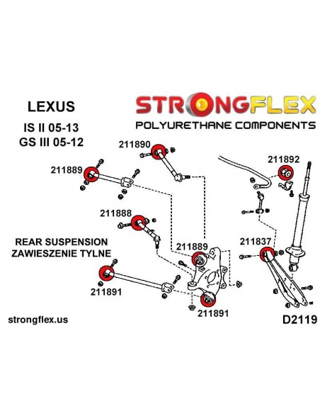 216248A: Rear suspension  bush kit SPORT
