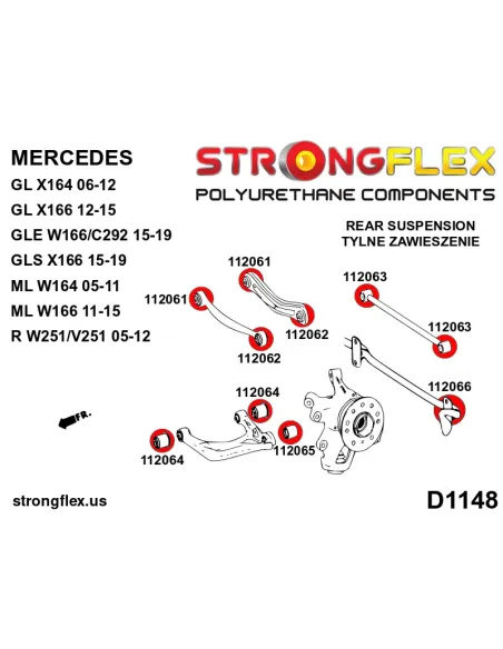 116288A: Rear suspension bush kit SPORT