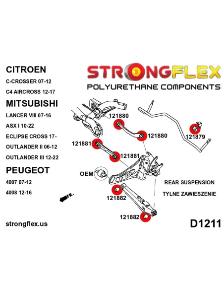 126147A: Rear suspension bush kit SPORT