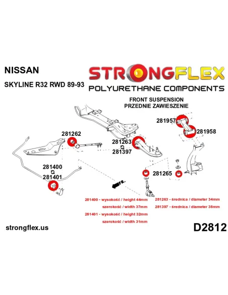 286209A: Front suspension bush kit SPORT