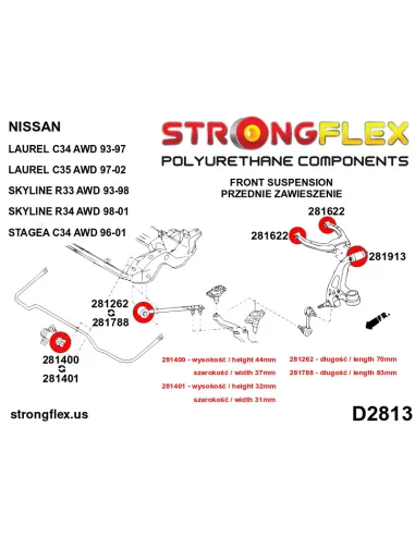 281262B: Front lower radius arm to chassis bush