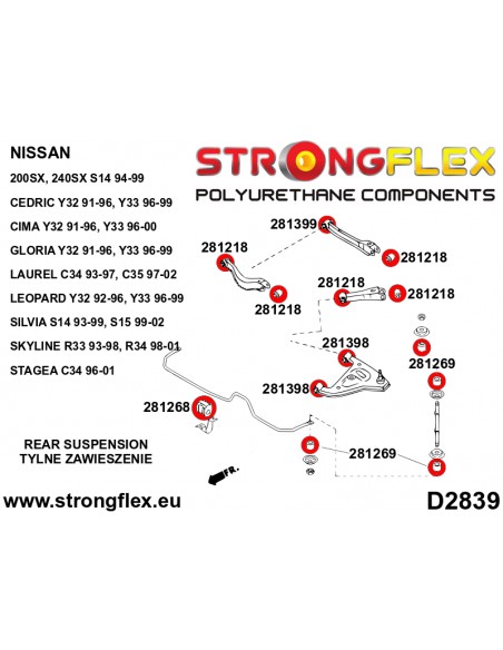 286204B: Full suspension bush kit R33 R34 AWD